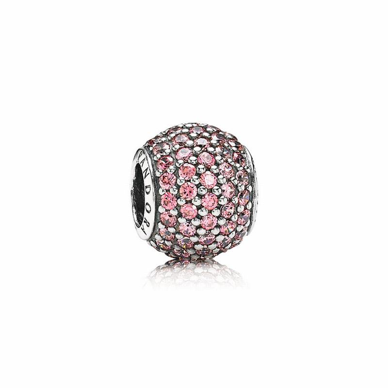 Pandora Pavé Lights Charm Ireland - Sterling Silver/Pink/Cubic Zirconia - 145860GLD